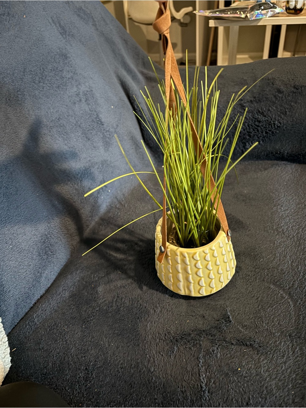 Hanging Textured Ceramic Planter - Yellow